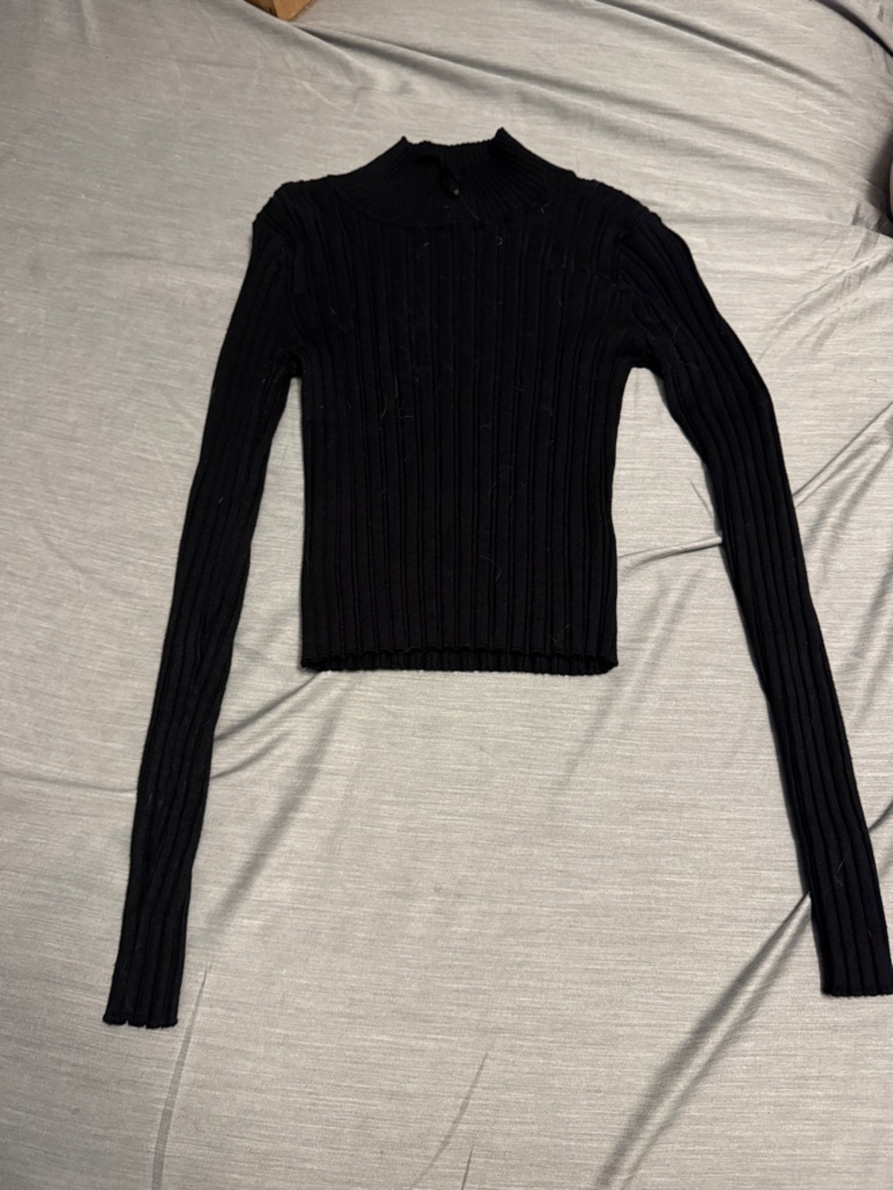 Pink Republic Black Ribbed Long Sleeve Tee